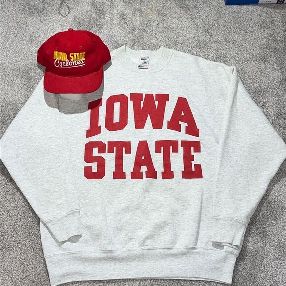 2-Vintage ISU Iowa State Cyclones Retro Red Retro Snapback Cap Hat Sweatshirt XL